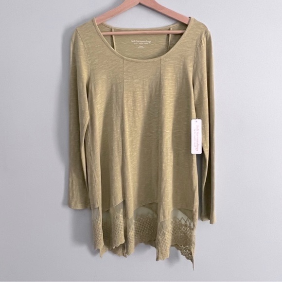 NEW Soft Surroundings Linley Green Asymmetrical Lace Hemline Tunic XS - Picture 1 of 11